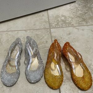 Chic Silver and Gold Jelly Flats